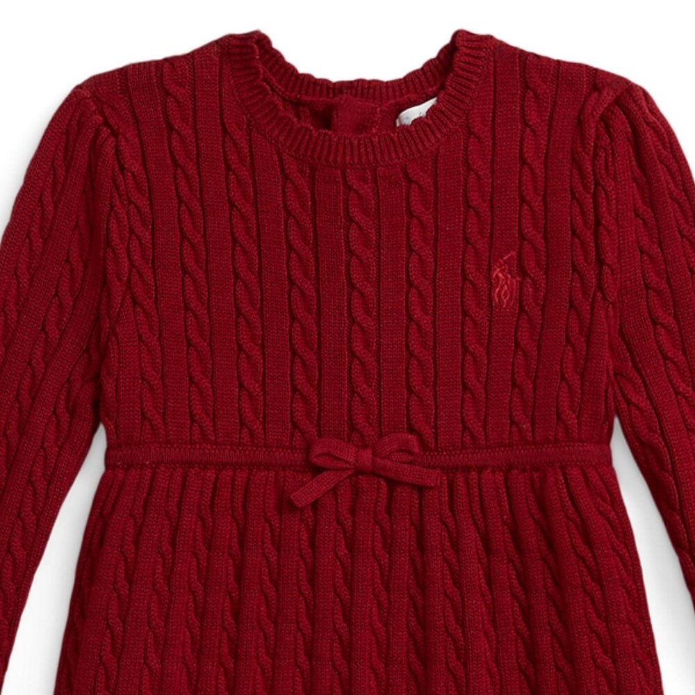Ralph Lauren  Baby Girls 100% Cotton Oxford Mesh Red Dress & Bloomer NWT 12 Mos